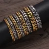 Men's bracelet Link 8mm10mm12mm14mm stainless steel round grinding color preservation Cuban copper double-sided micro-inlaid zircon buckle head