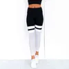 Women's Solid Color Patchwork Pants Mesh Black White Leggins Mujer Workout Fitness Push Up Jeggings Leggings 211204