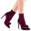 Boots Arden Furtado 2021 Spring Autumn Velvet Butterfly Knot Stilettos Ankle Shoes For Woman Fashion Slip On 45
