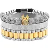 3st/set Imperial Crown King Mens Armband Pave Cz Guldarmband för män Luxury Charm Fashion Manschett Bangle Birthday Jewelry