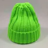 Couleur vive Streetwear Hip Hop hiver chapeau tricot casquette pour femmes hommes néon vert néon Orange rose vif jaune Y21111