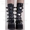 Brand Design Gothic Boots INS Hot Great Quality Fashion Cool Motorcycle Boots Big Size 43 Wedges Heart Platform Mid-Calf Boots YQ231025