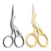 Stainless Steel Scissors Metal Craft Cross Stitch Scissor Crane Shaped Practical Nasal Hair Beauty Clipper Gold Sliver Color