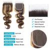 Mettez en surbrillance les cheveux raides brésiliens 3 faisceaux avec fermetures Partie libre P4 / 27 Couleur Full Soft Dyeable