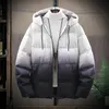 Winter Jacket Men Hooded Thick Warm Cotton Fashion Gradient Color M-5XL Casual Windproof Parka Chaqueta Hombres 220301