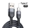 USB-typ C-kablar för Samsung Huawei Xiaomi 3A Fast Laddningskabel Mobiltelefonladdare USB-C Data Wire Cord 2M 1M baseus