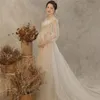 2021 New Lace Mesh Maternity Dress Po Shoot Fairy White Embroidery Flower Boho Long Pregnant Gown Woman Pography Costume Bab1478931