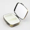 Vintage Bronze Silver Gold Metal Pill Storage Boxes with Mirror Square Medicines Pocket Container