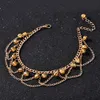 Kobiety łańcuch grylowy dzwonki dźwięk złoty metalowy łańcuch kostki bransoletki łańcuch stóp biżuteria na plażę kostka