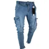 Hommes Jeans Safari Style Crayon Pantalon Solid Slim Mâle Denim Pantalon Cargo Streetwear Plus Taille Automne Printemps Vêtements 210716