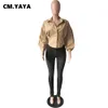 Cm.yaya mulheres outono lanterna manga longa blusas vintage botão de moda up cintura alta vire para baixo camisas camisas tops 210225