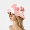 New cow pattern fisherman hat female printing Bucket hat fashion plush thick winter warm basin hat JXW716