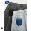 INFLATION Vintage Washed Jeans Shorts Men Casual Denim Summer Straight Loose Fit Mens Male Plus Size 3542S21 210714