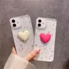 Coque de téléphone à paillettes en forme de cœur d'amour, étui arrière à colle pour téléphone 15 14 13 12 11 Pro 12Max 13 mini 8 7 6 6S Plus XR X XS Max SE