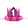 Accessori per capelli 2021 Born Toddler Baby Girl Boys 1st Birthday Party Flower Princess Crown Fascia regalo 1PC Po Puntelli
