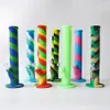 14.2inches Silicone Bongs Silicone Water Pipe Glass Bongs with 8 colors Silicone Oil Rigs Smoking Pipe Glass Pipe Free