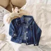Gooporson Fall Baby Girlジャケットファッション韓国のファッションレタープリントクマ人形デニムジャケットコートリトルガールズトップスウクエア210715