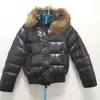 Women Nylon Down Short Jacket Designer Lady Fur Hooded Button Zip Winter Slim Outwear Fashion Girl Stand Collar Warm Padded Coat