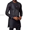 Men's T-Shirts Long-Sleeve Shirt Printed Stripes African Traditional Dashiki Fashion Tops Men Muslim Clothes Plus Size T-shirt Male 2021