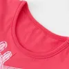 Metri da salto Animali Applique T-shirt per ragazze estive Unicorno Vestiti per bambini Cotone T-shirt per bambini Top 210529