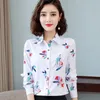 Coréen femmes chemises en mousseline de soie Blouses pour femmes à manches longues chemise bureau dame imprimer chemises hauts grande taille femme Floral Blouse XXXL 210308