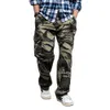 Trendiga Camouflage Cargo Byxor Män Casual Bomull Straight Loose Baggy Trousers Militär Army Style Tactical Clothing 210715