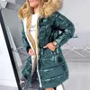 Parka da donna in piumino Giacca nera Cappotto invernale da donna Taglie forti Cappuccio Collo in pelliccia Parka in pile Giacche imbottite in cotone Calore Cappotti Capispalla