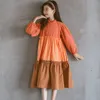 2021 Bahar Yeni Varış Genç Kız Uzun Kollu Elbise 100% Pamuk Moda Orta Uzun Çocuklar Elbiseler Kız Bebek Giyim Sonbahar Q0716