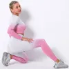 Tenue de Yoga femmes Fitness costume sans couture teinture dégradé à manches longues taille haute Legging ensemble femme Sport Gym costumes vêtements de course