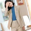 Plus Size damskie S-4XL Wysokiej jakości spodnie żeńskie garnitur dwuczęściowy Spadek Plaid Ladies Jacket Slim Spódnicy Spodnie 210527