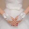 Guanti a cinque dita con strass in pizzo spose floreali bowknot accessori da sposa con fiocco bianco corto senza dita