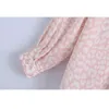 Za primavera outono mulheres retrô impressão estilo simples solto manga comprida rosa camisa casual chique tops xitimeao 210602