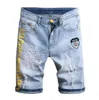MEN MENSER Printed Denim Shorts Summer Pocket Big Size Disual Pracked Brought Breales Mens Jeans Slim Fit Shorts Troupr340H