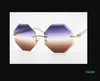 Vendita di occhiali da sole rettangolari senza montatura Plank 4189706 Classica montatura in metallo semplice per il tempo libero Taglio di protezione di alta qualità Occhiali senza montatura con custodia