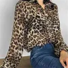 Kvinnor Mode Leopard Print Loose Blouses Vintage Långärmad Button-up Kvinnor Blusas Chic Toppar 210603