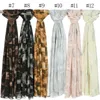 Gradient Tie-Dyed Chiffon Scarf Hijabs Tryckta sjalar Kvinnor i stor storlek Muslimska huvudet Wraps Mufflers Turbans