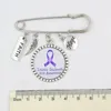 Wholesale Purple Ribbon Cancer Brooch Faith Hope Lupus Support Awareness Brooches Safety Pins for Women Men Jewelry Clothes Accessory