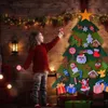 Weihnachtsdekorationen, kreativer DIY-Filzbaum mit 30 abnehmbaren Ornamenten, Wandbehang, Dekoration für Kinder, Haustür
