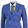 Men Suits and Blazers 2021 Blue Mens Check Three Piece Double Breasted Suit Gatsby Mafia Peaky Blinders Vintage 1920s Costume Homme