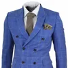 Herrenanzüge und Blazer 2021 Blauer karierter dreiteiliger zweireihiger Herrenanzug Gatsby Mafia Peaky Blinders Vintage 1920er-Jahre-Kostüm für Herren