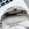 풀 다이아몬드 시계 남성 자동 기계식 시계 사파이어 41mm 스트랩 다이아몬드 스터드 스틸 레이디 손목 시계 Montre de Luxe