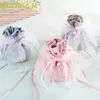 Bolsas de terciopelo con cordón con perlas de gasa, bolsas de terciopelo para joyería, decoración navideña, recuerdo de boda, envoltura de regalo