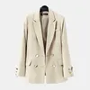 Temperament Koreaanse stijl casual vrouwen elegante lange mouw dubbele breasted blazer pakken Solid office dames formeel 210930