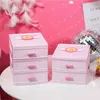 2-4layer Cute Pink Drawer Desk Box Plastic Sundries Holder Cosmetic Cabinet Storage Desktop Makeup Organizer