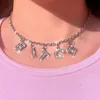 ANGEL Letter Crystal Pedant Necklace for Women Silver Color Chain BABY HONEY Rhinestone Choker Couple Jewelry Gift