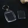 Acrílico Em Branco Chaveiros Chaveiros Rings Clear Plástico Retângulo Quadrado Inserir Foto Keyfobs Promoção Split Keyring Cadeia Acessórios DIY Picture Frames Presentes