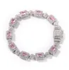 Bracciale con diamanti a grappolo Halo placcato oro 14 carati Bracciale con zirconi cubici da 5 mm per uomo Donna Gioielli hip-hop