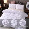 Luxury Bedding Set Solid Color Pinch Pleat Art Work Duvet Cover With Pillowcase White Grey Bed Cover NO SHEET Queen King 2/3pcs C0223