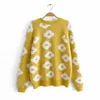 Women's Sweaters JJ58-9846 European And American Fashion Sunflower Pullovers