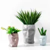 Nordic Style Geometric Lines People Face Modeling Resin Vases Abstract Artist Head Flower Vases Indoor Planter Home Decorations SH190925